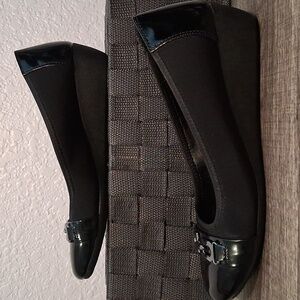 CL By Landry Glossy Black Wedge Heels